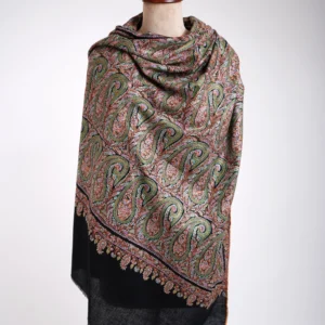 SOZNI BLACK PASHMINA SHAWL WITH HAND WORK